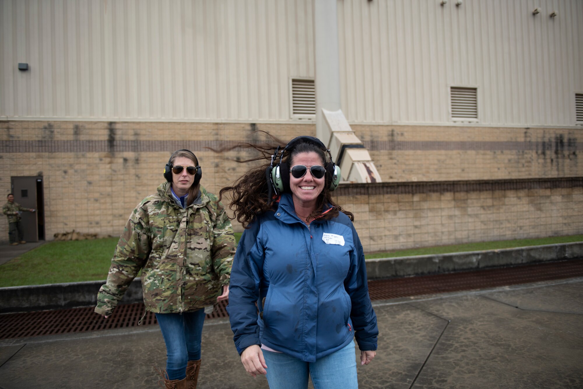 A photo of attendees of the 347th Rescue Group spouses flight walk on the flightline