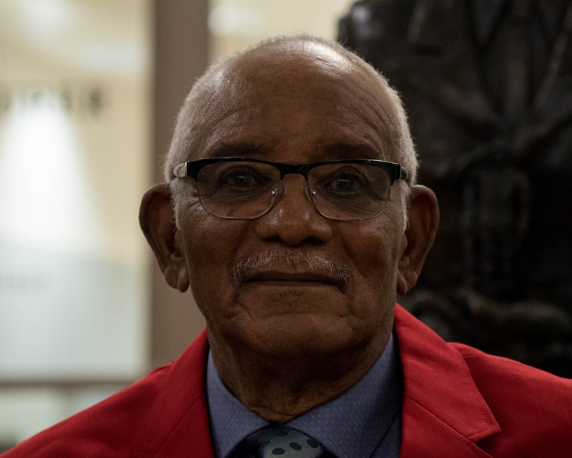 U.S. Army Air Forces Sgt. Thomas Newton poses for a photo after his recognition ceremony in Hampton, Virginia, Nov. 13, 2019. At 91 years of age, Newton finally became a Documented Original Tuskegee Airman. (U.S. Air Force photo by Airman 1st Class Marcus M. Bullock)