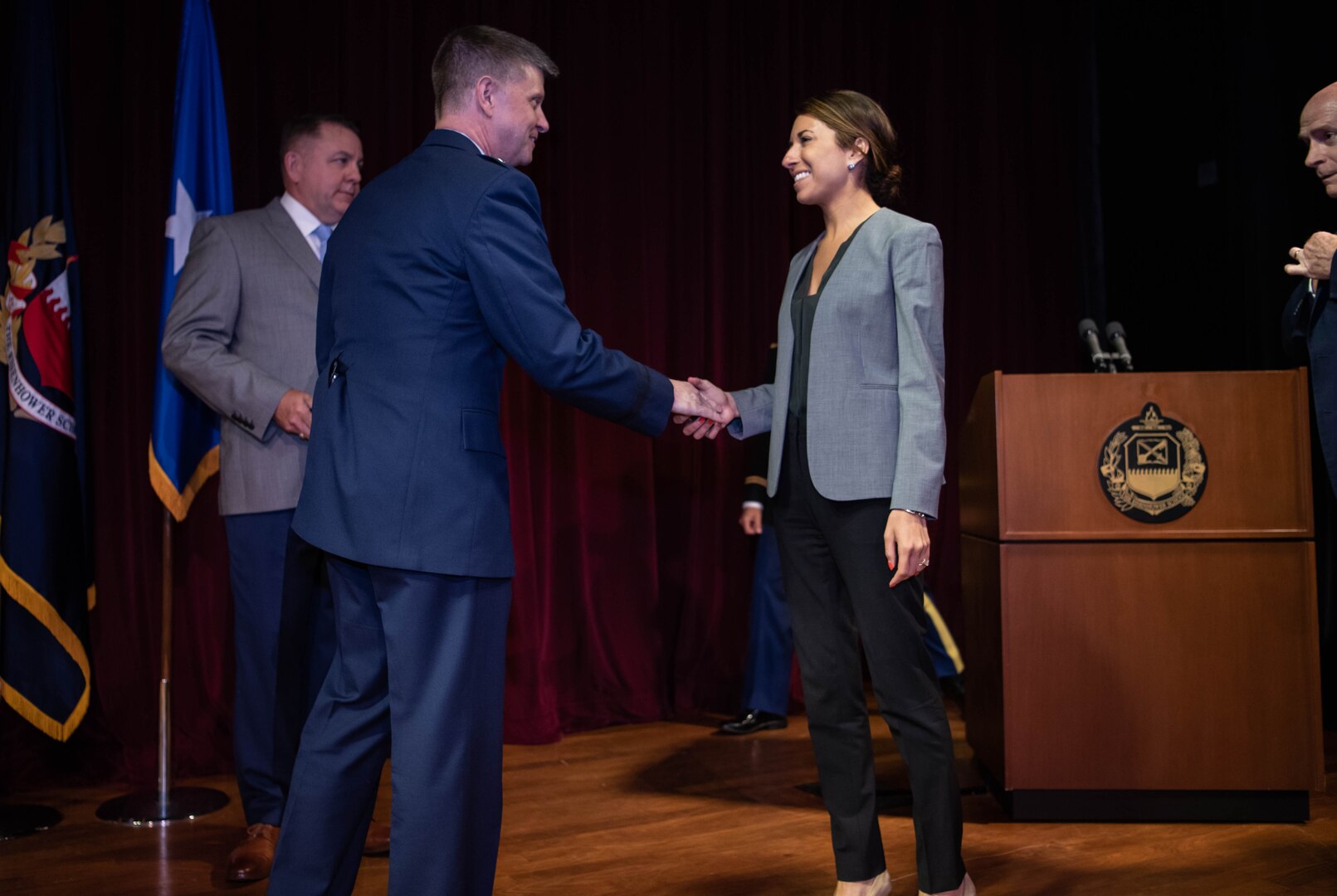 The Eisenhower School Awards Ceremony, held ing Baruch Auditorium on June 10, 2019. Vice Admiral Fritz Roegge, NDUP, was in attendence.