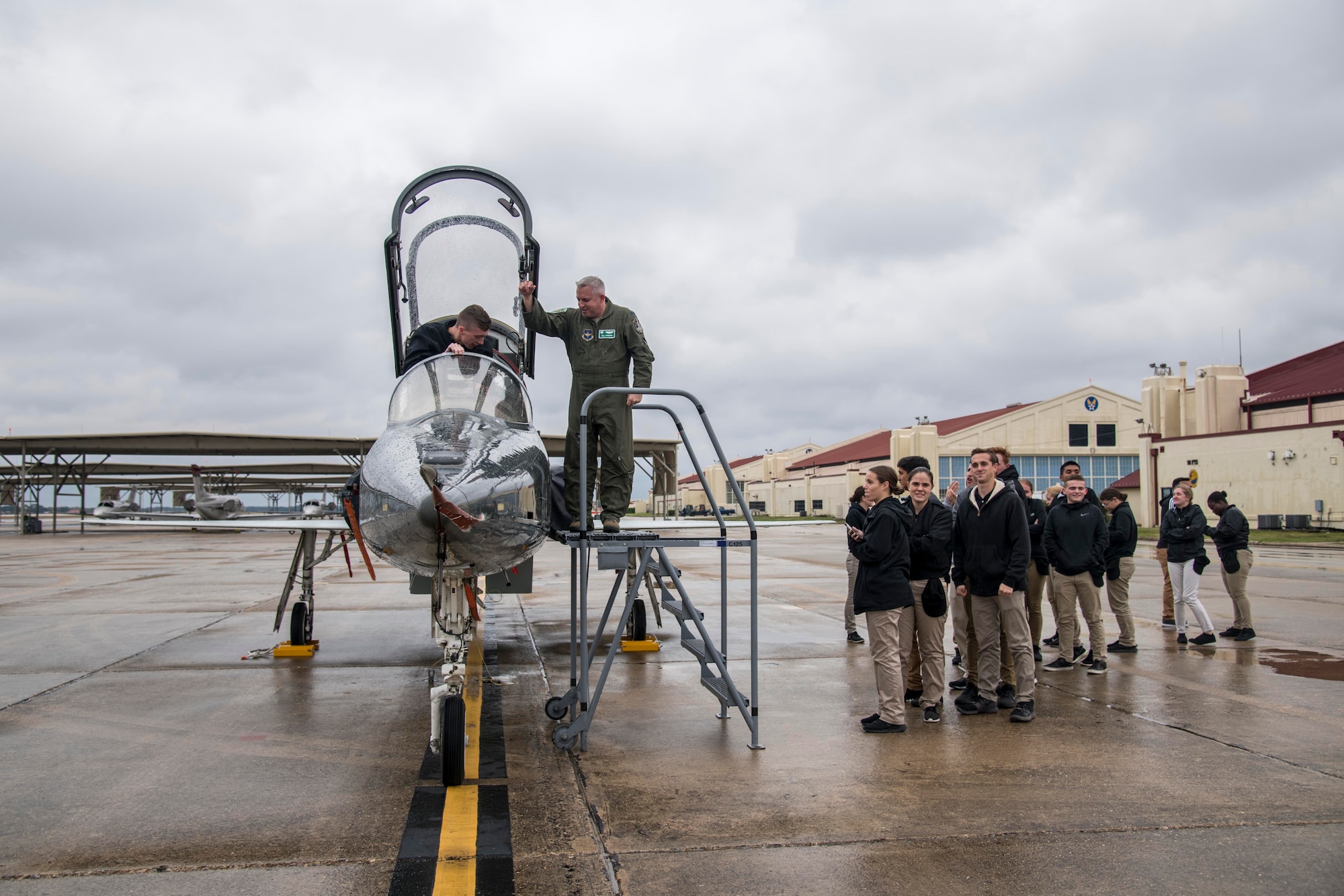 The cadets gained insight from officers in different career fields, attended a 902nd SFS military working dog demonstration, and toured the 558th and 560th Flying Training Squadrons
