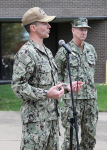 While visiting the shipyard Nov. 22, VADM Thomas Moore, Commander, Naval Sea Systems Command (NAVSEA), thanked Norfolk Naval Shipyard (NNSY) and Defense Logistics Agency (DLA) personnel for their work on USS Harry S. Truman (CVN 75).