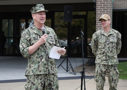 While visiting the shipyard Nov. 22, VADM Thomas Moore, Commander, Naval Sea Systems Command (NAVSEA), thanked Norfolk Naval Shipyard (NNSY) and Defense Logistics Agency (DLA) personnel for their work on USS Harry S. Truman (CVN 75).