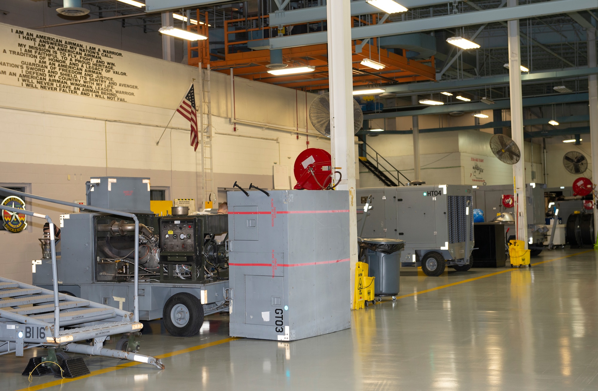 The 55th Maintenance Squadron aerospace ground equipment shop is now fully operational at the Bennie L. Davis Maintenance Facility at Offutt Air Force Base, Neb., Nov. 18, 2019. The AGE shop was displaced to another location on base after their facility received damage during the historical flood earlier this year.