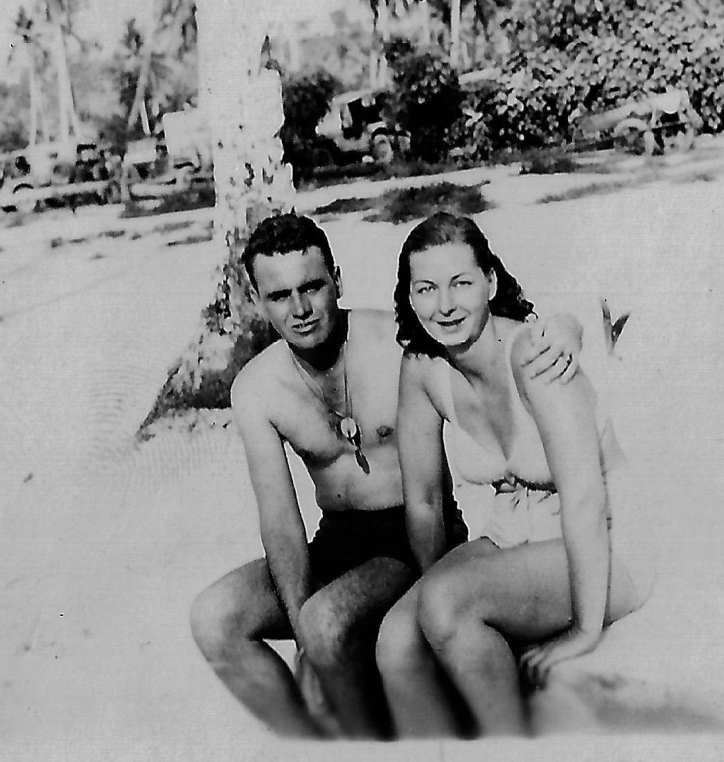 Captain Robert Haggerty (left) and Navy Lt. Mary O Neill (right) in Guam shortly after the Japanese surrender.