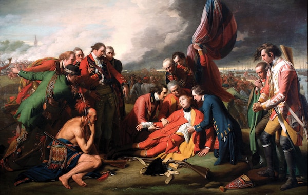 Death of General Wolfe, by Benjamin West, 1770, oil on canvas, National Gallery of Canada (Courtesy of The Yorck Project)