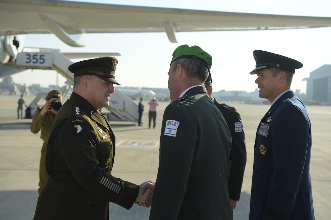 Chairman of the Joint Chiefs of Staff U.S. Army Gen. Mark A. Milley arrives in Israel to meet with his Israeli counterpart.