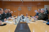 Army Gen. Mark A. Milley, chairman of the Joint Chiefs of Staff, is hosted by Israeli Army Lt. Gen. Aviv Kohavi, chief of the Israeli General Staff, at The Kirya in Tel Aviv, Israel, Nov. 24, 2019.