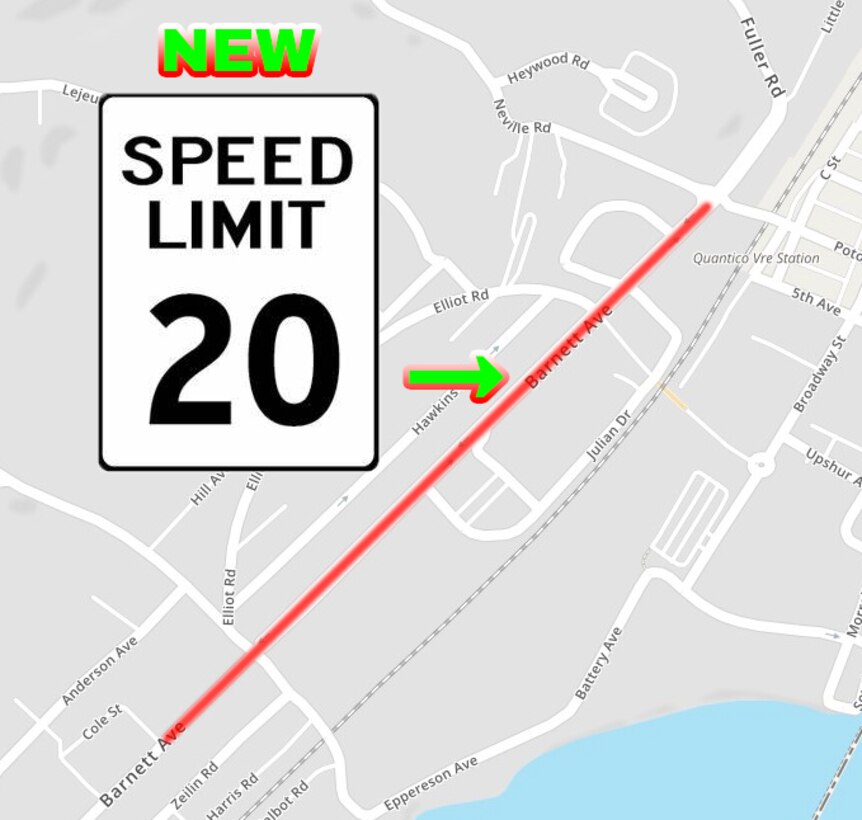 The speed limit on Barnett Ave. between Barber Physical Activity Center and Little Hall has been reduced from 25 to 20 mph