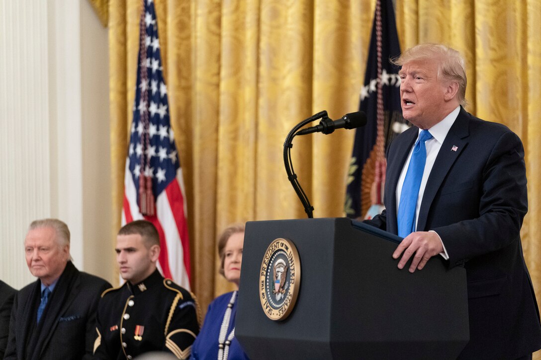 President Donald J. Trump participates in the National Medal of Arts and National Humanities Medal presentations in the East Room of the White House, Nov. 21, 2019.