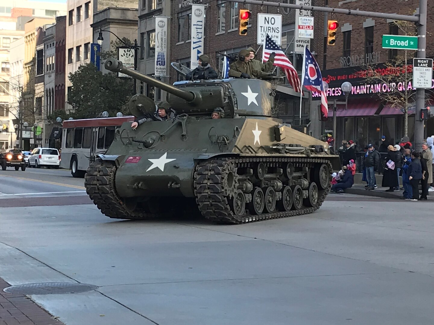 U.S. Army Tank traveling on street