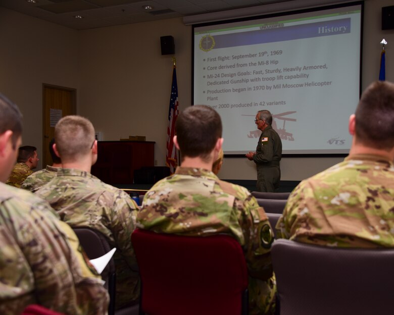 Airmen are briefed on Mi-24