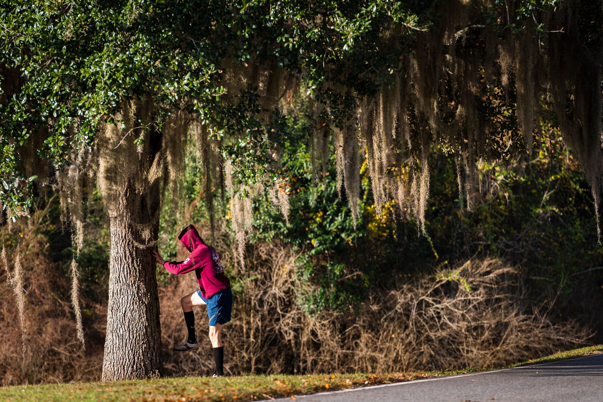 A photo of a participant warming up before the Health and Readiness Optimization Dash 4K
