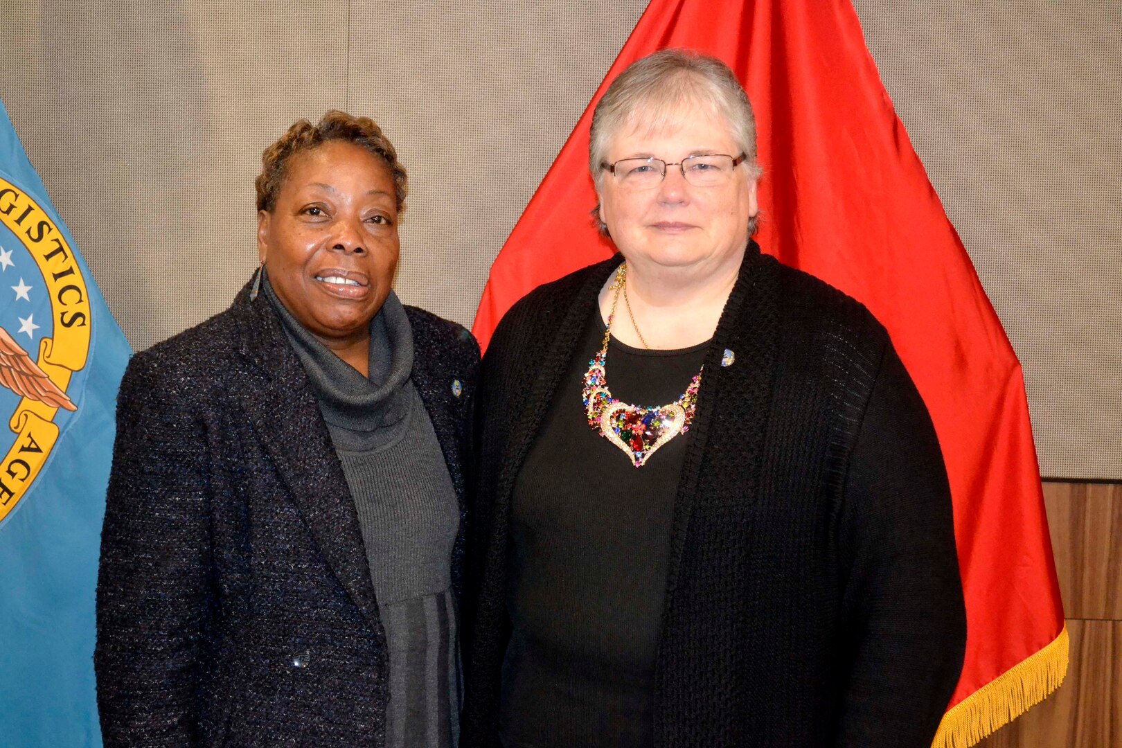 The Defense Logistics Agency Troop Support bid farewell to two civilian employees during a retirement ceremony November 25 in Philadelphia. Sheila Taylor, from Military Personnel, retired after 36 years of service. Carolyn Dempsey, who worked in the Subsistence supply chain, retired after serving 31 years.