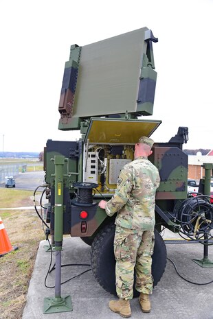 Staff Sergeant Reynolds, a radar operator with the 263rd Air Defense Artillery Brigade, conducts checks during Amalgam Dart 20-4 live-fly training exercise at McGhee Tyson Air National Guard Base, Tennessee, Nov. 20, 2019.