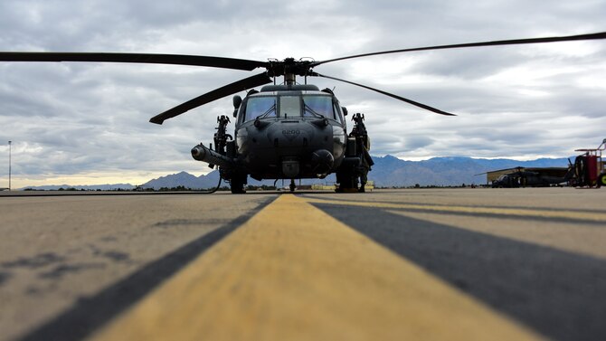 Helicopter sits on flight line