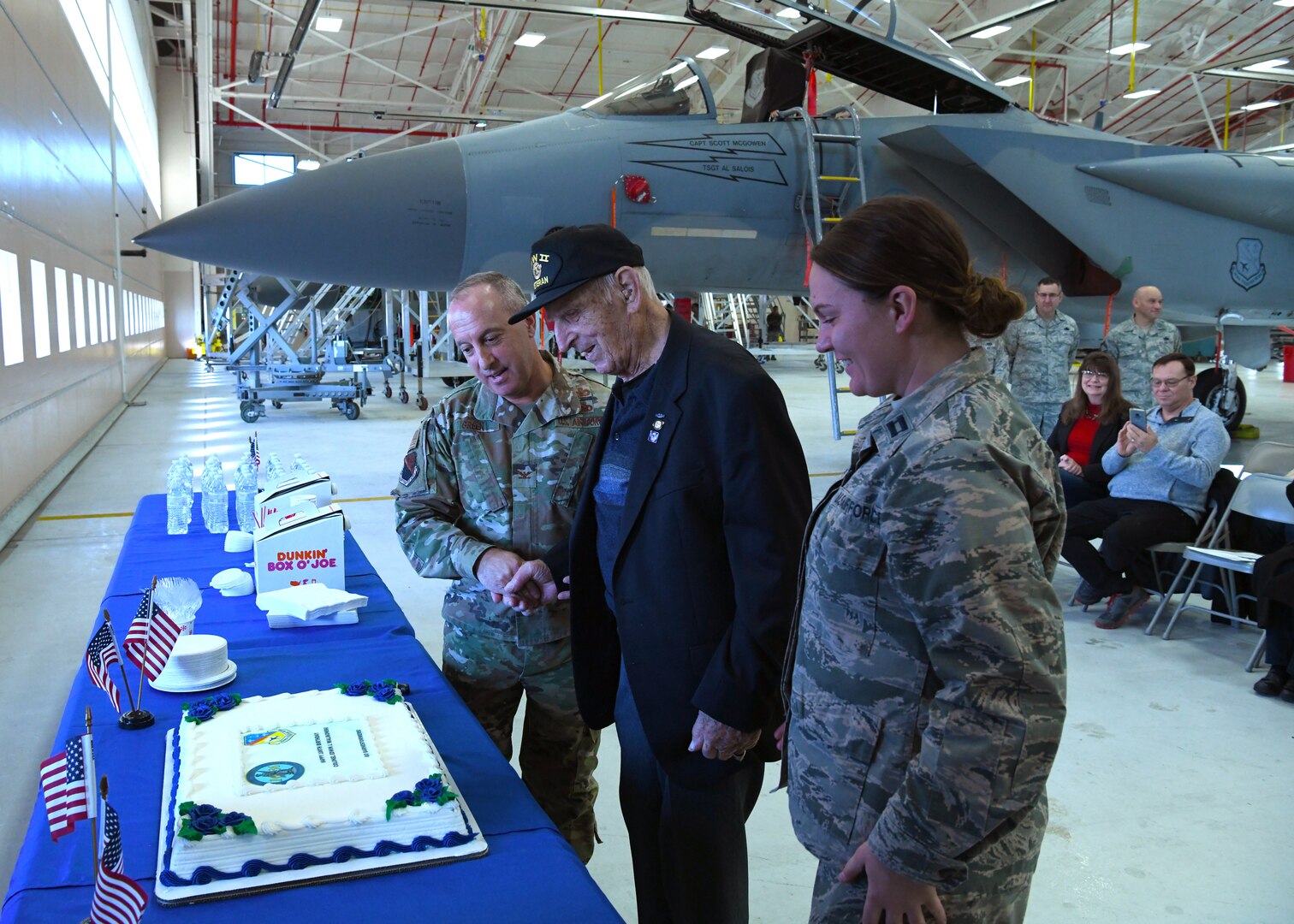 The 104th Fighter Wing threw a surprise birthday for retired Col. Edwin J. Malikowski on Nov. 25, 2019, four days before he turns 100. Malikowski spent 39 years in the Army and Air National Guard.