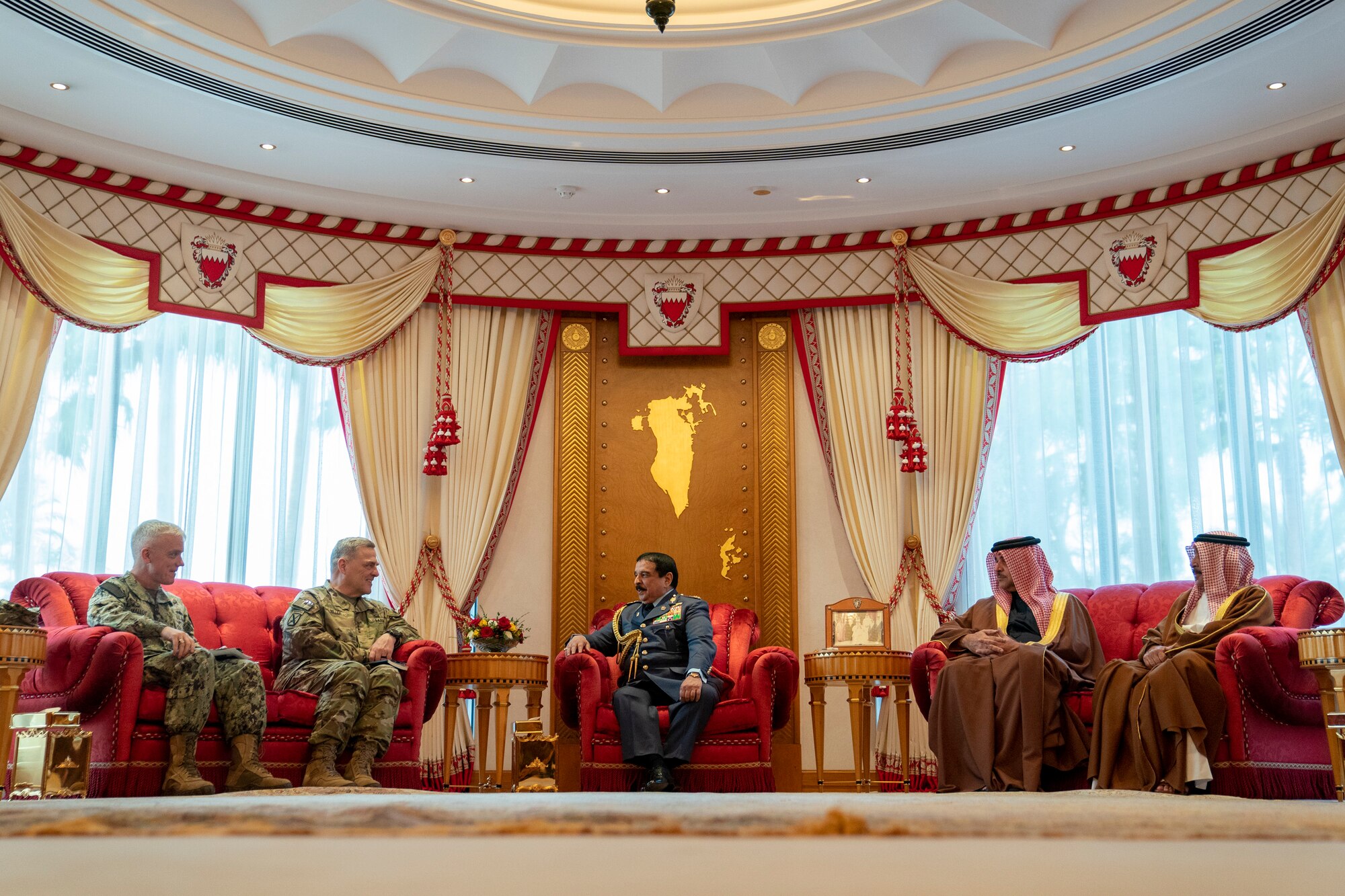 Army Gen. Mark A. Milley, chairman of the Joint Chiefs of Staff, meets with His Majesty, King Hamad bin Isa Al Khalifa, the King of the Kingdom of Bahrain during a visit to Manama, Bahrain, Nov. 25, 2019.