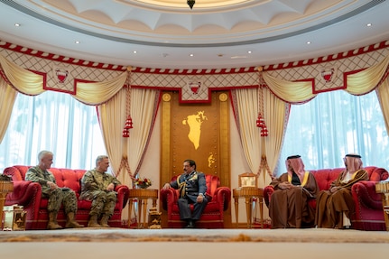 Army Gen. Mark A. Milley, chairman of the Joint Chiefs of Staff, meets with His Majesty, King Hamad bin Isa Al Khalifa, the King of the Kingdom of Bahrain during a visit to Manama, Bahrain, Nov. 25, 2019.