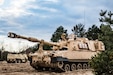 A Paladin M109A7 Artillery System assigned to Delta Battery, 1st Battalion, 5th Field Artillery Regiment, 1st Armored Brigade Combat Team, out of Fort Riley, Kan. stationed in Toruń, Poland conducts security during a field artillery table-12 certification March 13, 2019. Artillery certifications such as this take place on each unit level to ensure that the battalion as a whole is a lethal fighting force able to respond to any situation in support of the NATO effort in Atlantic Resolve. (U.S. Army photo by Sgt. Jeremiah Woods)