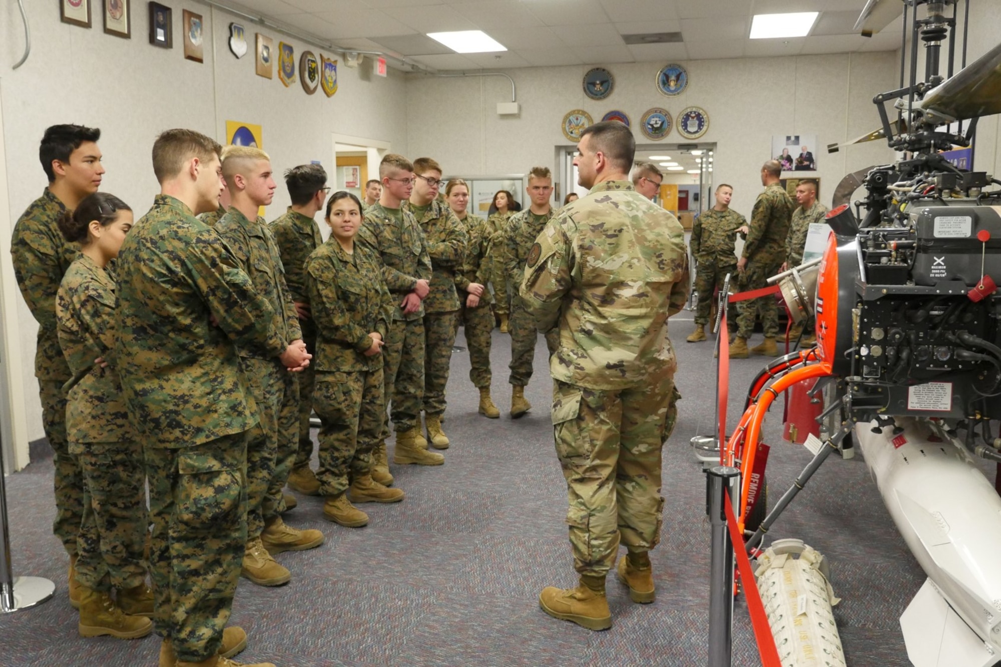 Photo of JROTC students from El Dorado High School touring the Nuclear Weapons Instructional Museum.