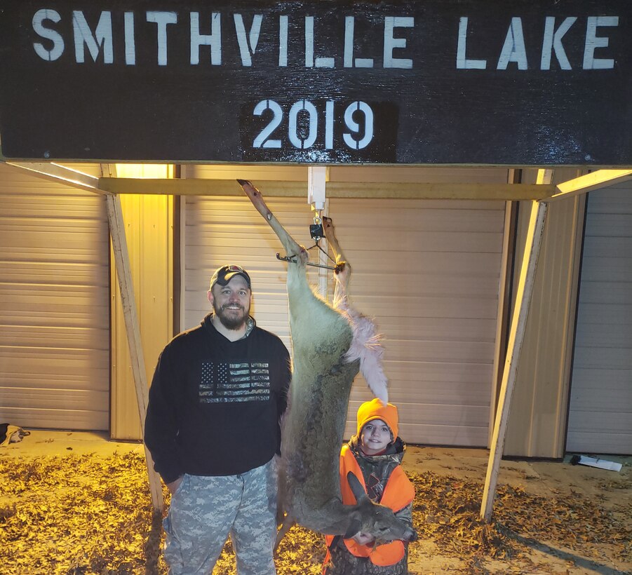 Mason Rudder, Holt, Mo., harvests a doe during the 30th annual managed deer hunt at Smithville Lake, Nov. 23, 2019.