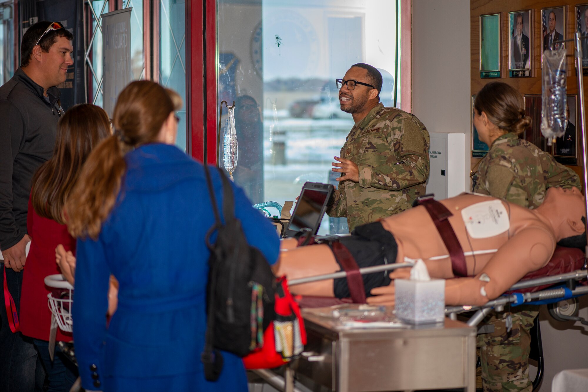Educators, community, industry, and business leaders, and members of chamber of commerce gathered for the "Enlist, Enroll, Employ through STEM Event" at the 181st Intelligence Wing, Indiana Air National Guard, stationed at  Hulman Field Air National Guard Base, Ind., Nov. 14, 2019. (U.S. Air National Guard photo by Technical Sgt. L. Roland Sturm)