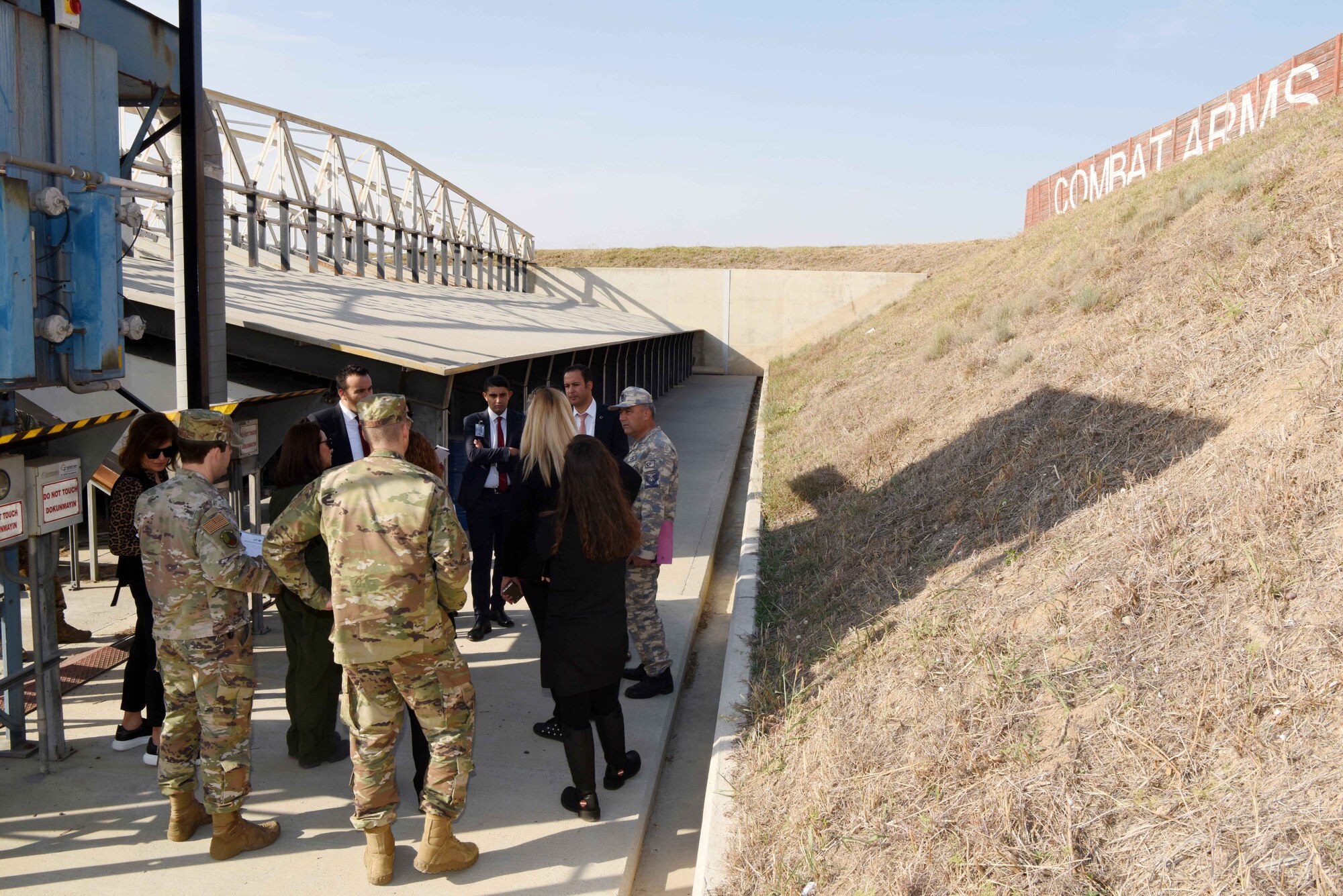 The Defense and Economic Cooperation Agreement environmental working group visits the Combat Arms range during an inspection at Incirlik Air Base, Turkey, Nov. 25, 2019. The agreement, established in 1980, sets some operating rules for the bilateral relationship. The working group inspected areas of the installation that may have environmental impacts to ensure the U.S. follows Turkish standards. (U.S. Air Force photo by Tech. Sgt. Jim Araos)