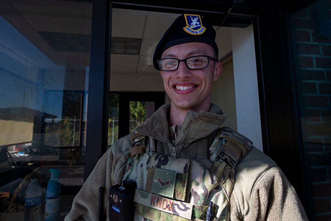 A photo of an Airman, with the 23d Security Forces Squadron, smiling for a photo.