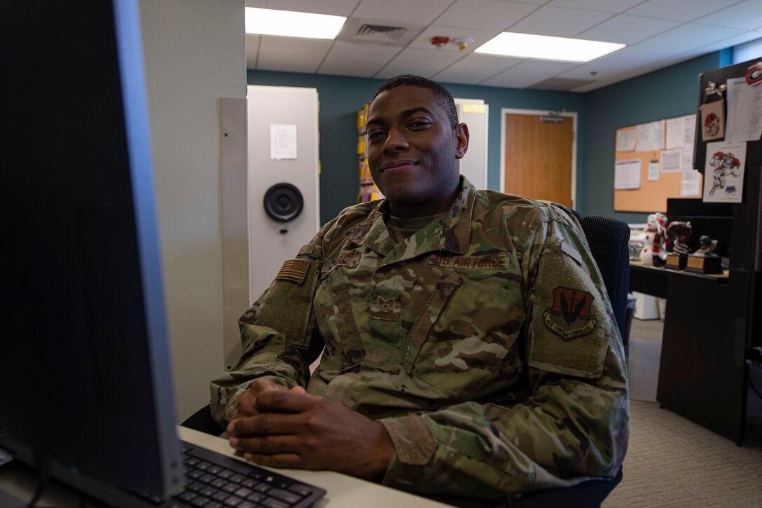 A photo of an Airman, from the 23d Operational Medical Readiness Squadron, smiling for a photo.