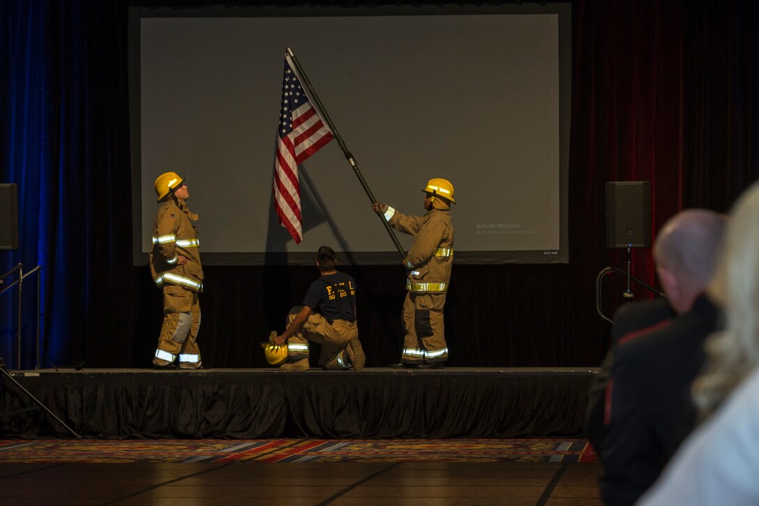 U.S. Marines assigned to Headquarters and Headquarters Sqaudron (H&HS), Marine Corps Air Station (MCAS) Yuma participate in the 244th Marine Corps Birthday Ceremony in Las Vegas, Nevada Nov. 9, 2019. Each year Marines, Sailors assigned to Marine units, and their spouses and families celebrate the Marine Corps birthday of  November 10, 1775 and honor the traditions and history of the Marines. (U.S. Marine Corps photo by Sgt. Isaac D. Martinez)
