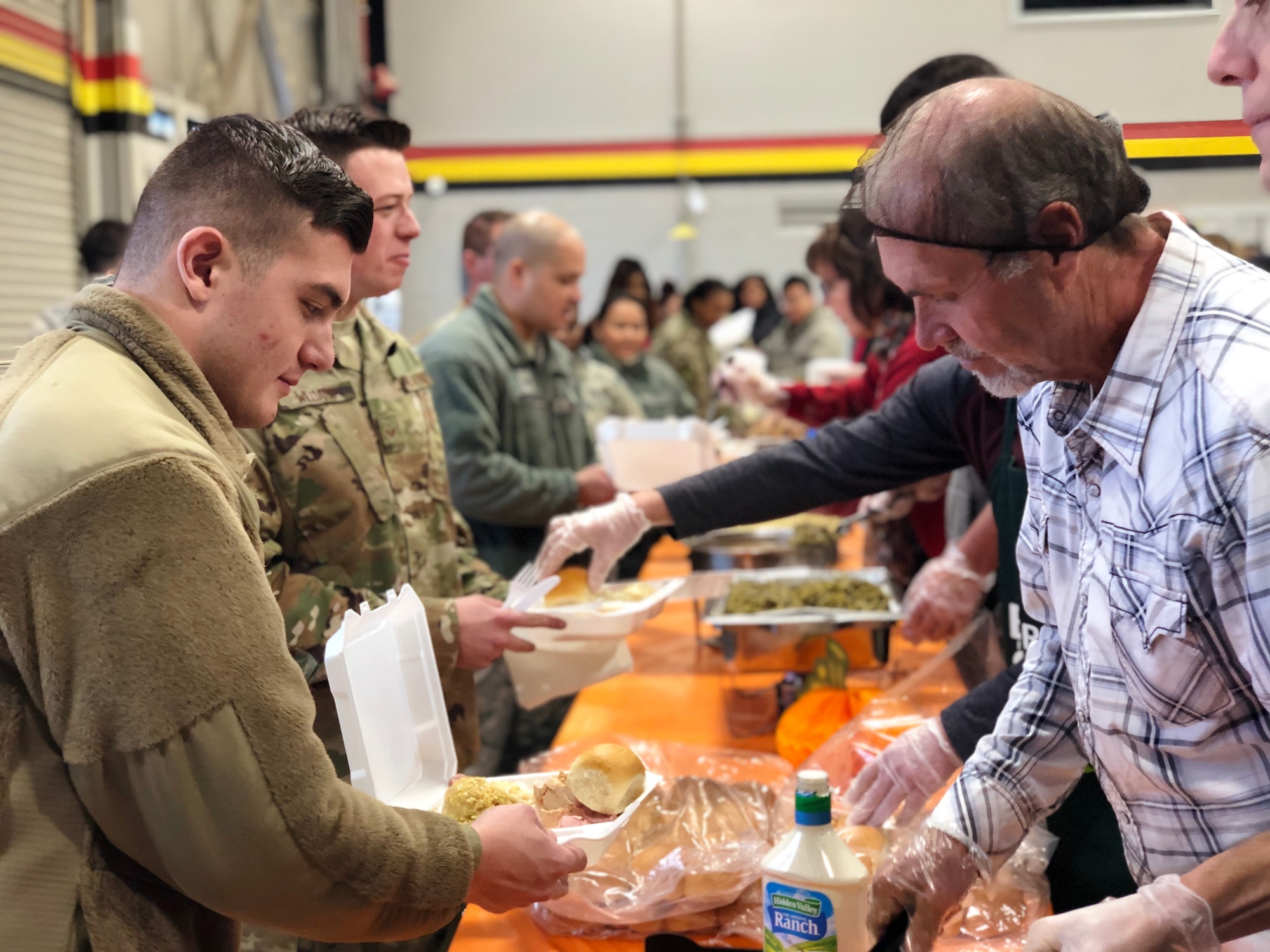 Reserve and active duty Airmen from the 419th and 388th Fighter Wings celebrate an early Thanksgiving at Hill Air Force Base, Utah, Nov. 27.