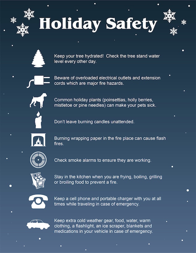 Graphic of holiday safety tips