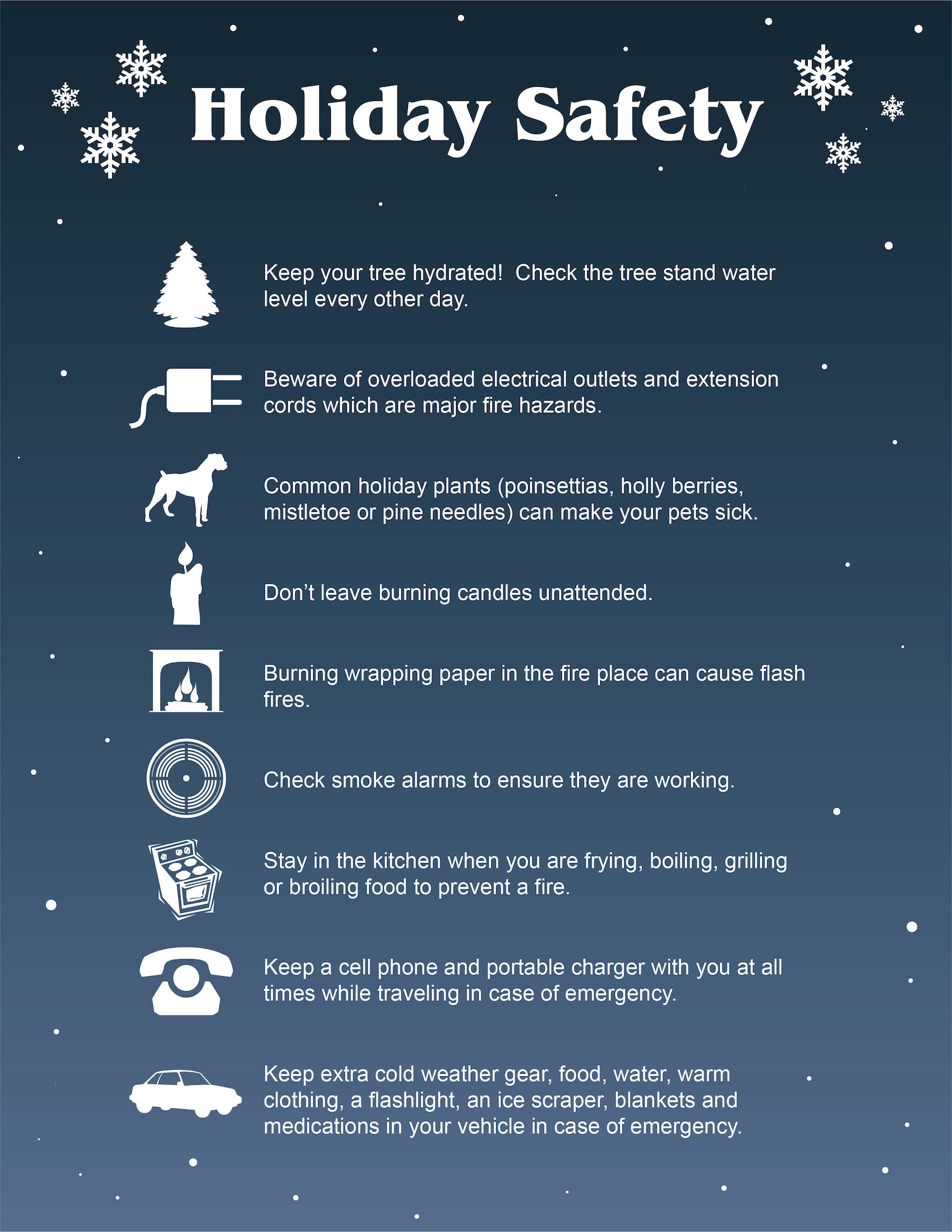 Graphic of holiday safety tips