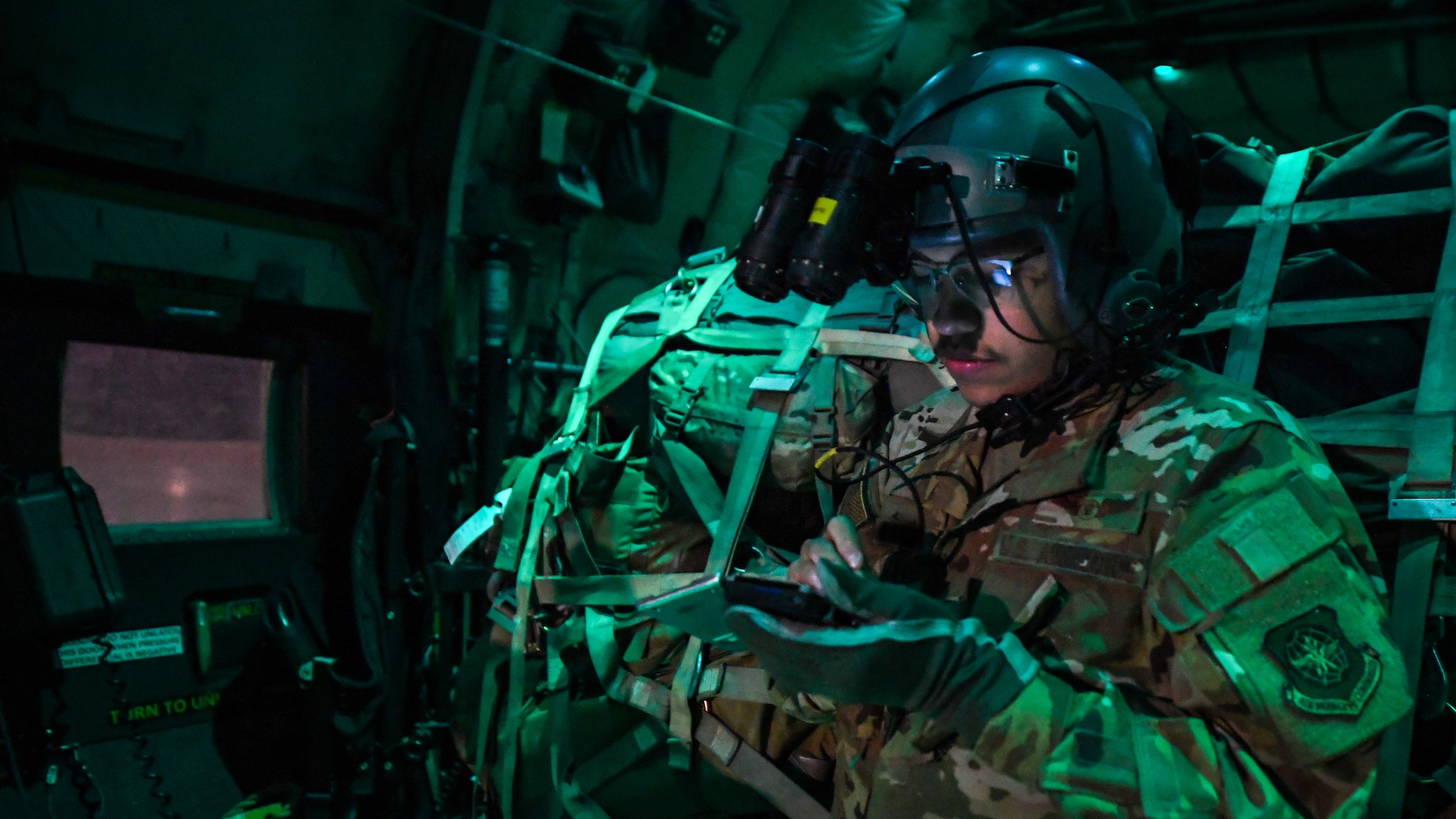C-130 transports cargo between Kuwait and Iraq.