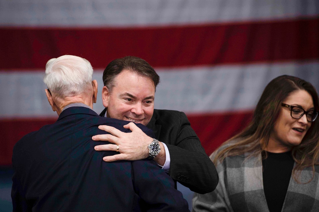 Shawn Gioe and his spouse, Tisa, greet well-wishers.