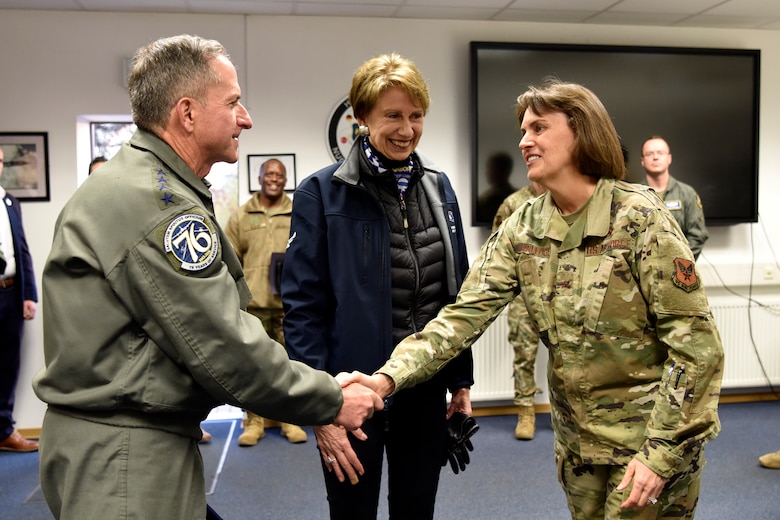 CSAF and SECAF are greeted at the Nuclear University training facility