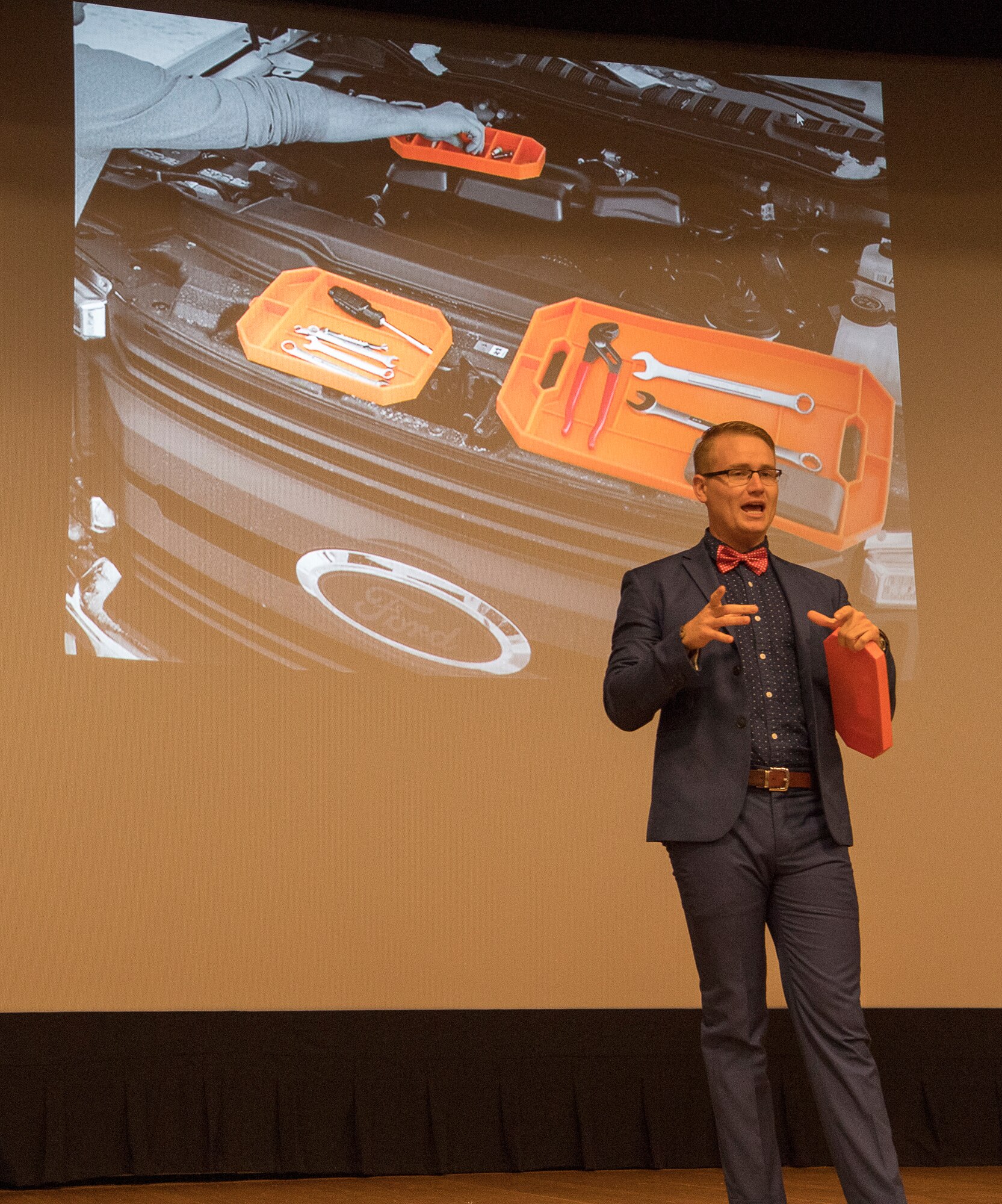 Mr. Tom Burden, CEO Grypmat talking during the JB MDL Idea Challenge 2020 kickoff at Joint Base McGuire-Dix-Lakehurst on 23 September 2019.