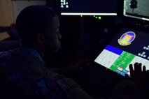Remotely Piloted Aircraft aircrew fly simulated missions in an MQ-9 Reaper cockpit at Creech Air Force Base, Nevada, Sept. 4, 2019. The RPA mission is supported by Airmen in a variety of roles, including intelligence analysts, air traffic controllers and maintenance professionals. (U.S. Air Force photo by Senior Airman Haley Stevens)