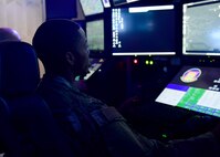 Remotely Piloted Aircraft aircrew fly simulated missions in an MQ-9 Reaper cockpit at Creech Air Force Base, Nevada, Sept. 4, 2019. The RPA mission is supported by Airmen in a variety of roles, including intelligence analysts, air traffic controllers and maintenance professionals. (U.S. Air Force photo by Senior Airman Haley Stevens)