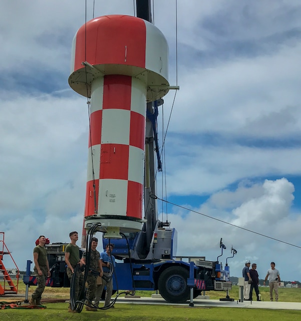 The new AN/FPN-68 Precision Approach Radar’s antenna prepares to be installed Sept. 30, 2019 on Marine Corps Air Station Futenma, Okinawa, Japan.