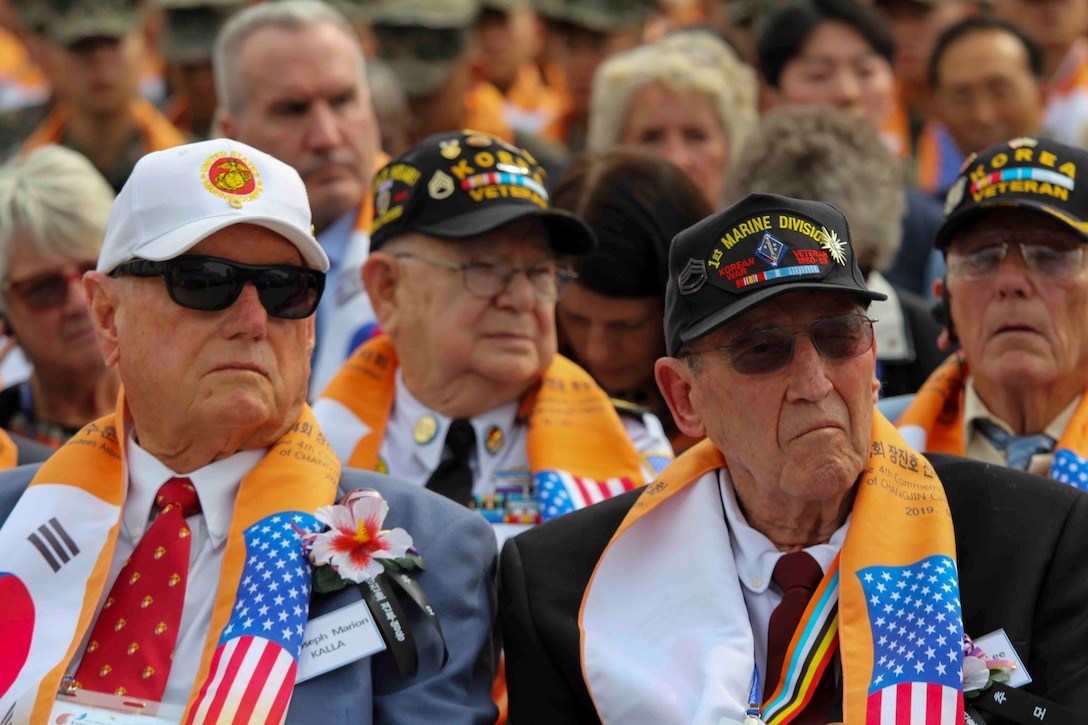 U.S. and Korean veterans of the Korean War attend the Changjin Campaign Commemoration Ceremony in Seoul, Sep 27. The annual Commemoration marks the 69th anniversary of the Battle of Chosin Reservoir and brings together U.S. and Korean veterans to remember and honor the heroes of the Changjin Campaign. (U.S. Marine Corps photo by Sgt. Parker Golz)