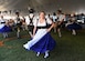 A member of the Original Elbe-Musikanten German Band dances during an Oktoberfest celebration at Joint Base Langley-Eustis, Virginia, Sept. 27, 2019.