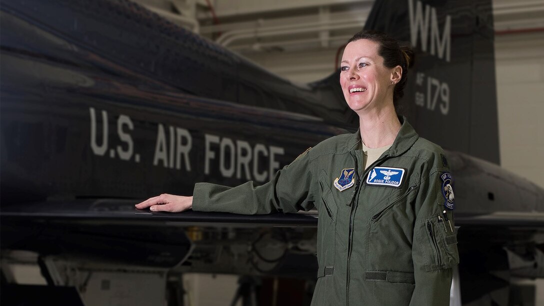 Lt. Col. Nicola c. Polidor, a pilot assigned to the 509th Bomb Wing, poses for a portrait on Feb. 19, 2019, at Whiteman Air Force Base, Missouri. Polidor is one of six female pilots on the base. (U.S. Air Force photo by Staff Sgt. Kayla White)
