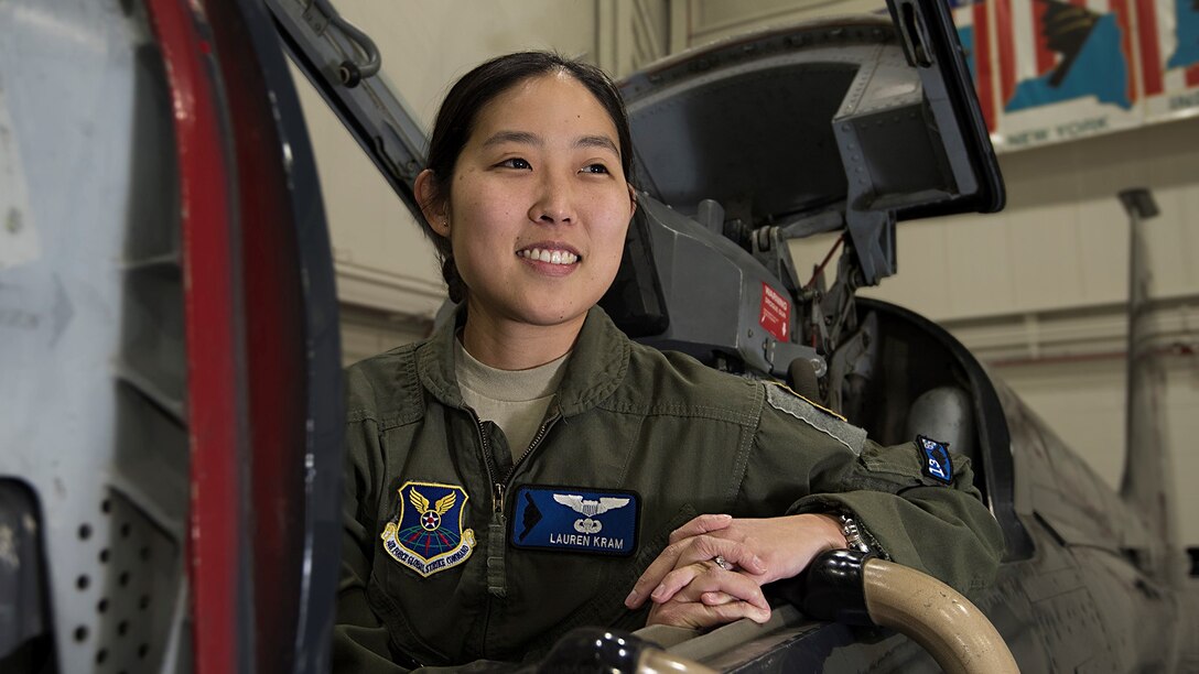 Capt. Lauren Kram, assigned to the 13th Bomb Squadron, poses for a portrait on Feb. 19, 2019. Kram is one of six qualified female pilots assigned to Whiteman Air Force Base, Missouri. (U.S. Air Force photo by Staff Sgt. Kayla White)