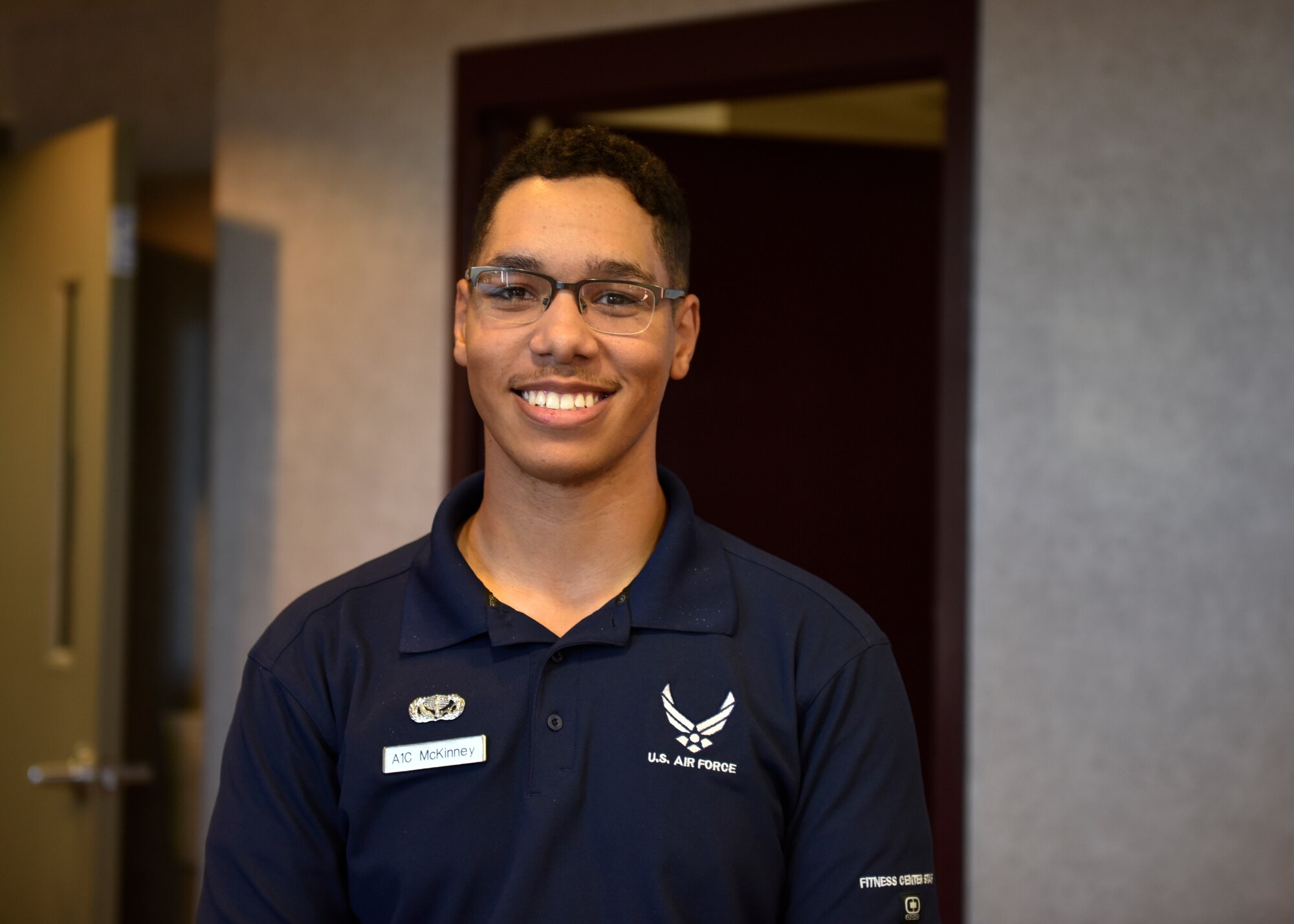 Airman First Class James McKinney, 21st Force Support Squadron fitness specialist, is a fitness specialist for the 21st Force Support Squadron. He helps to maintain the facilities at Peterson Air Force Base and Cheyenne Mountain Air Force Station, Colorado, so every Airman can maintain their fitness standards. (U.S. Air Force Photo by Airman Alexis Christian)