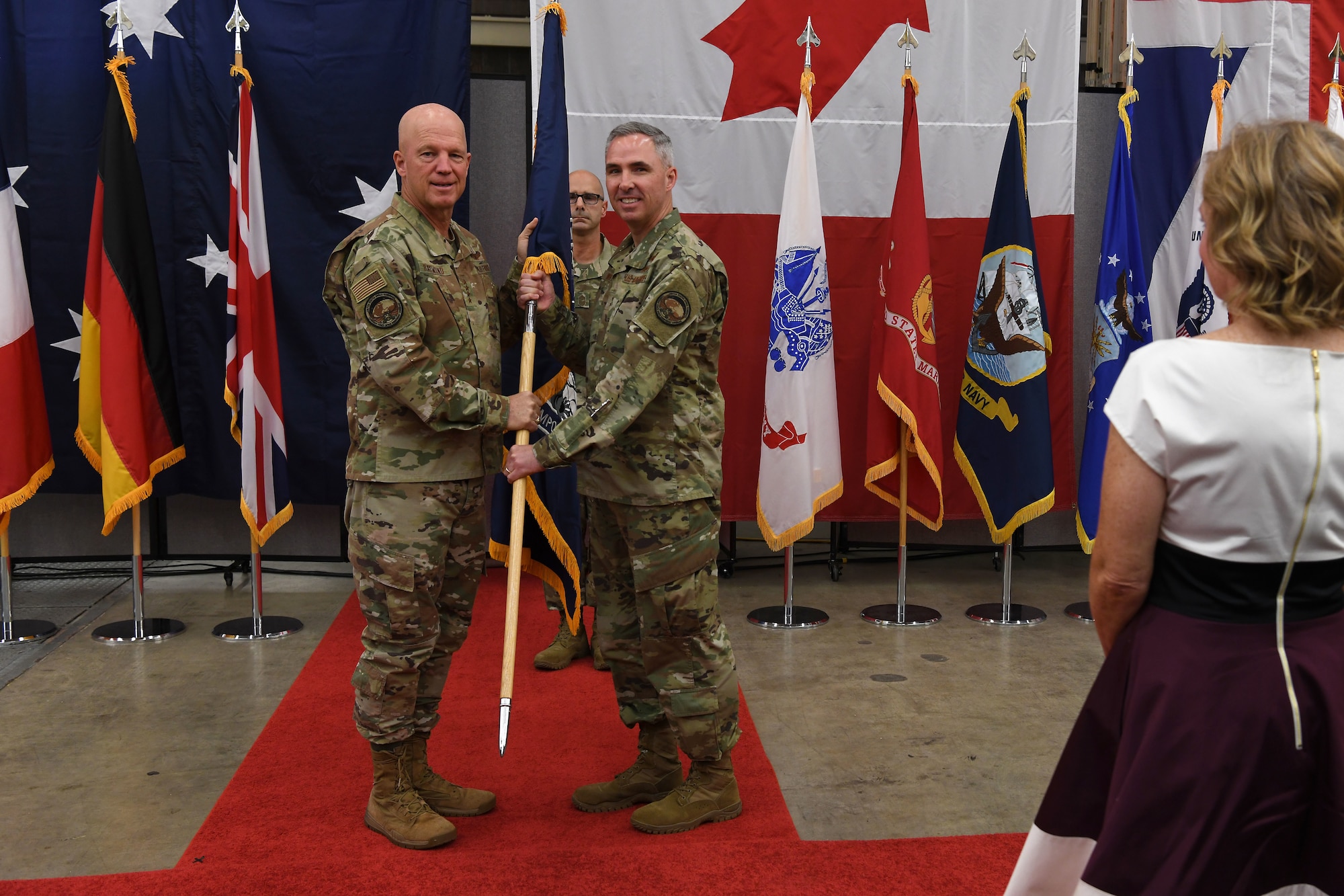 Maj. Gen. Stephen N. Whiting, 14th Air Force commander, assumes command of the Combined Force Space Component Command during the establishment ceremony Oct. 1, 2019, at Vandenberg Air Force Base, Calif.