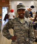 First Lt. Damina Townes, the sustainment service officer in charge from the 106th Rescue Wing assigned to the New York Air National Guard, on base Sept. 7, 2019.Townes spent 16 years enlisted and in ROTC before she commissioned in August 2017.