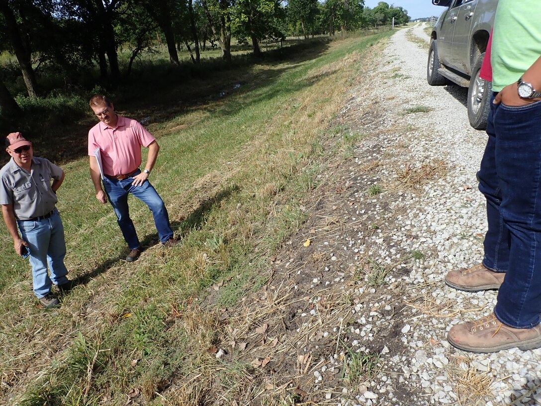 The USACE team, in coordination with the levee sponsor, conducted a plan in hand design review for the Union and No Name Dike levee repair project on Sep. 25, 2019.