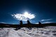 Annual award winners assigned to the 99th Communications Squadron cross a steep, snow-packed section during a backpacking trip across the Continental Divide in Rocky Mountain National Park, Colorado, July 20, 2019. Cautious and deliberate movements were necessary in snow-packed areas due to the risk of steep falls. (U.S. Air Force photo by Staff Sgt. Joshua Kleinholz)