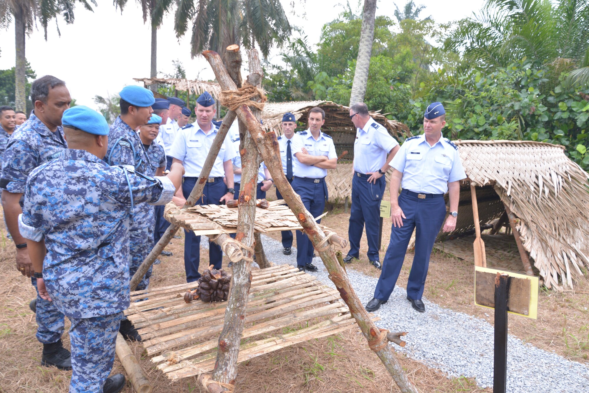 A Pacific Air Forces delegation visits Royal Malaysian air force Special Forces Base.  The PACAF Airmen received a presentation on Underwater Salvage Recovery Demonstration and visited Survival Village to learn how RMAF Special Forces receive their training and conduct their operations in various tactics and procedures. (Courtesy photo)